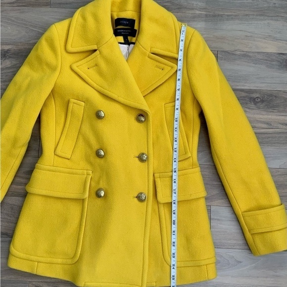 J Crew Stadium Cloth Nello Gori Yellow Pea Coat - Picture 8 of 10